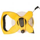 盤式玻璃纖維公英制長卷尺, 1/2''寬尺帶，雙面公英制刻度，清晰易讀?？箾_擊ABS外殼，有效防震。 PVD尺帶，易于清潔。橡膠手柄，握持舒適。Class III精確度。
